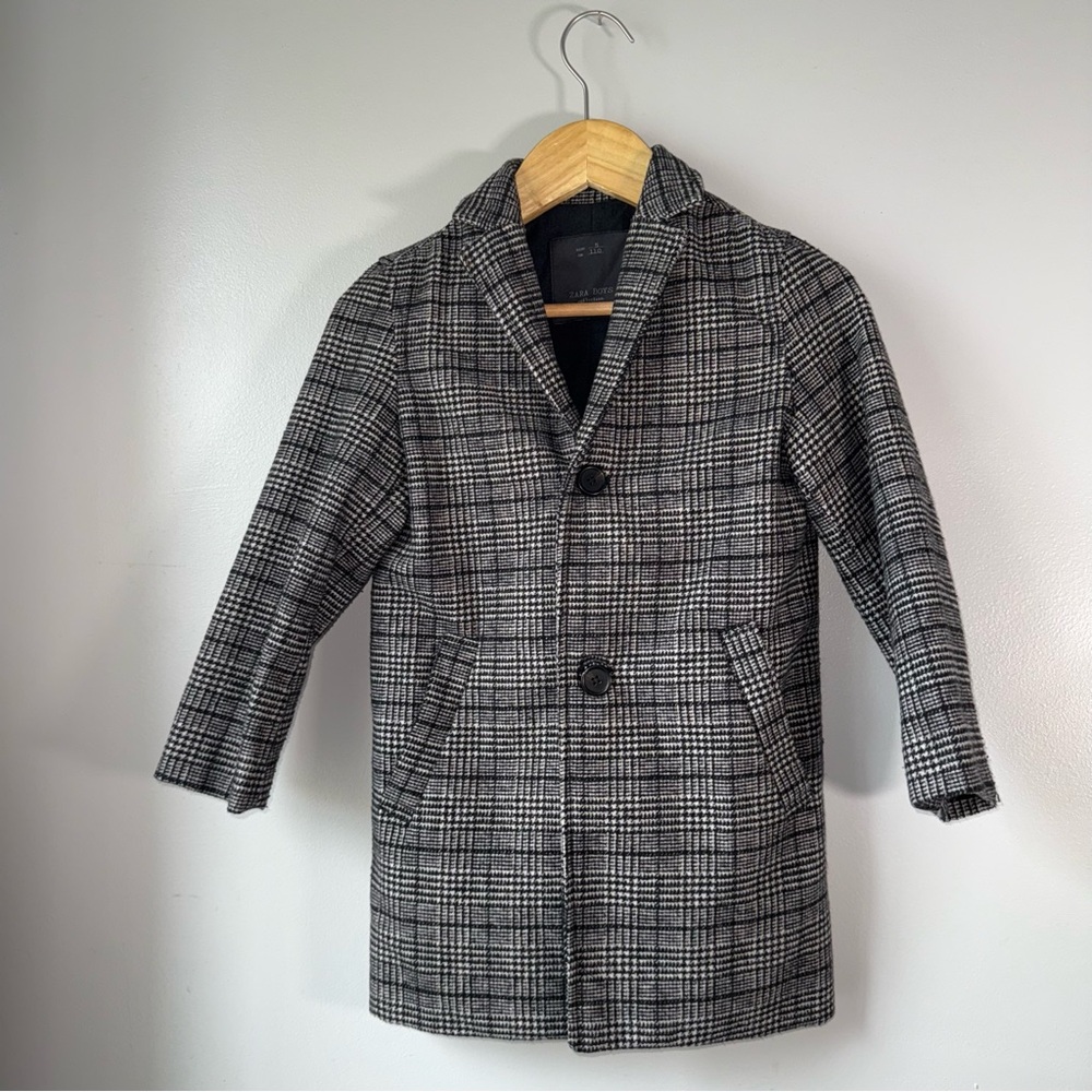 Zara Kids Classic Checkered Pea Coat